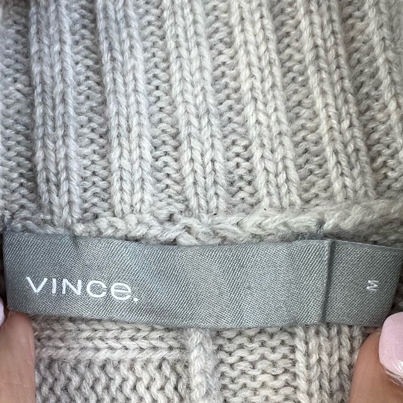Vince Wool Cashmere Blend Size M Gray Mixed Ribbed Sleeveless Turtleneck Sweater - Picture 10 of 13